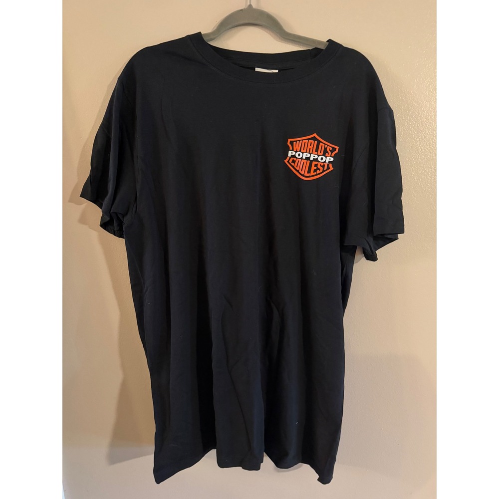 Pro West Worlds Coolest PopPop Graphic T-Shirt Mens XL Black Biker Style Cotton